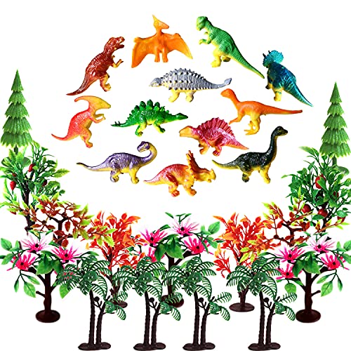 Trees Cake Decorations, Orgmemory Dinosaurs Trees With Bases,27Pcs, Mini Dinosaurs, Dinosaur Toys, Plastic Trees For Crafts Or Cake Decorations #TOP1