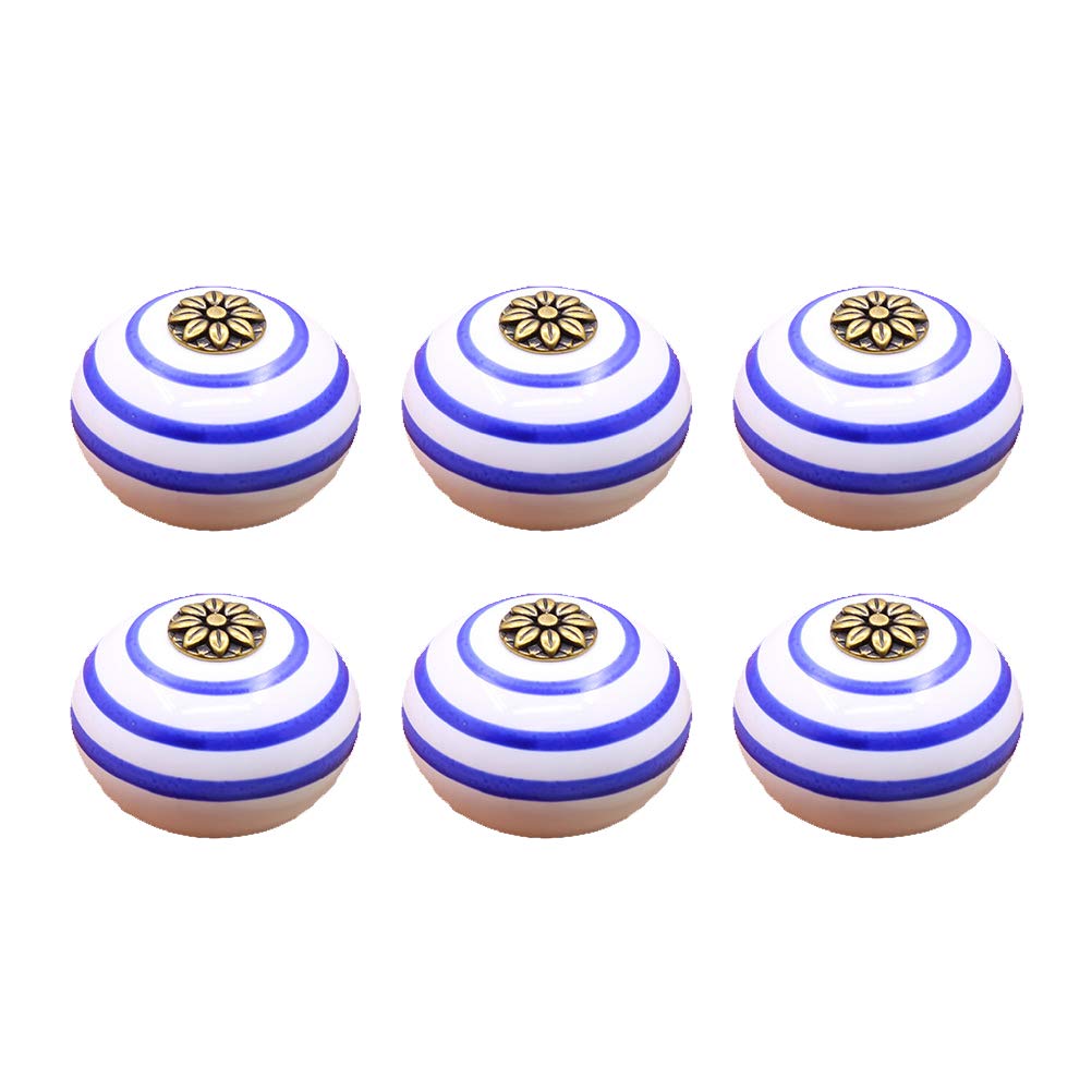 6 Pezzi durevoli Senza Base Maniglia della Porta Maniglia della Porta Armadio cassetto dell'Armadio manopole Pull Maniglie mobili Hardware con avvitamento (Cerchio Blu)