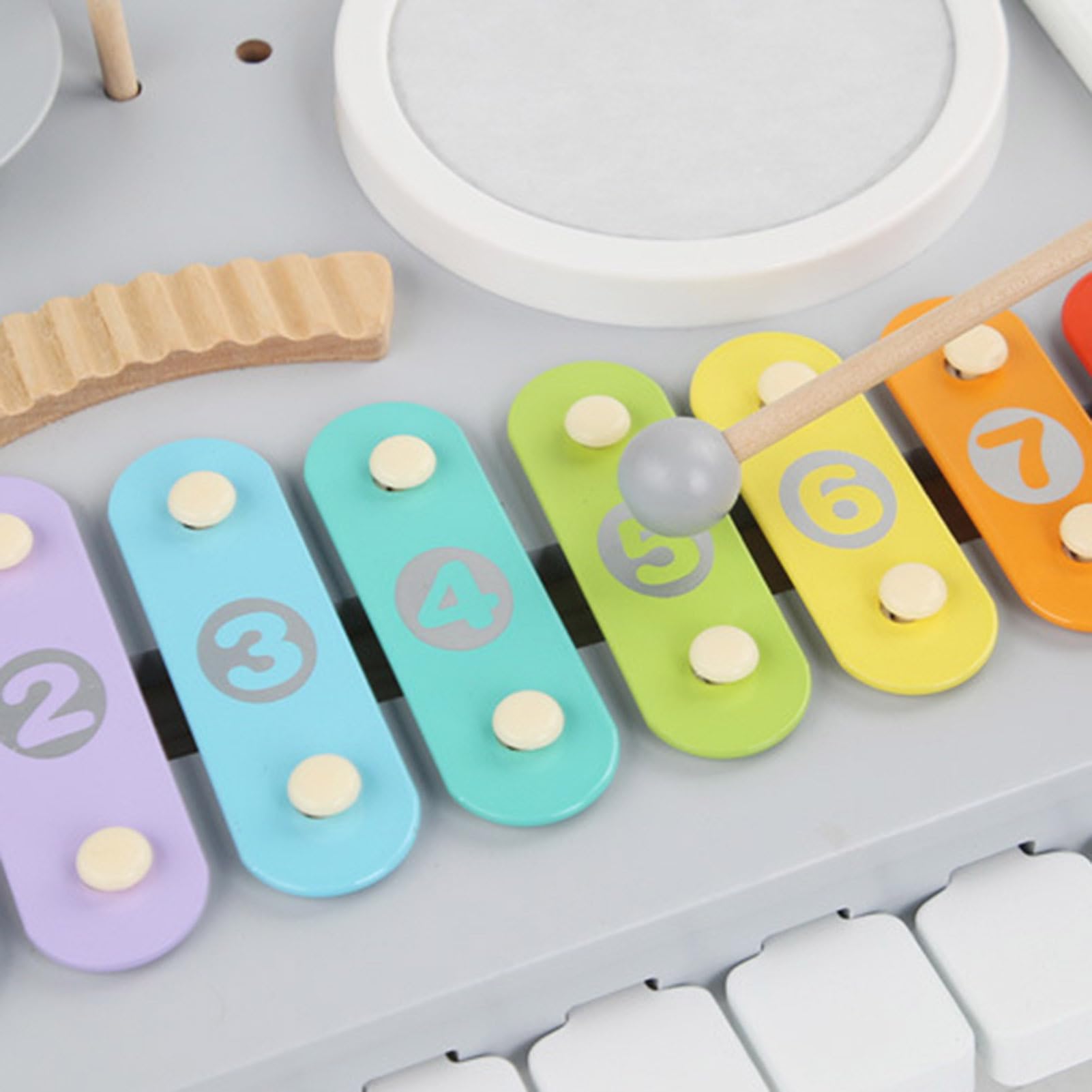 Xilófono Infantil Juegos Educativos De Madera | Juego de Xilófono y Tambor para Niños Juguetes Musicales para Cumpleaños Navidad Educación Coordinación Mano-Guardería