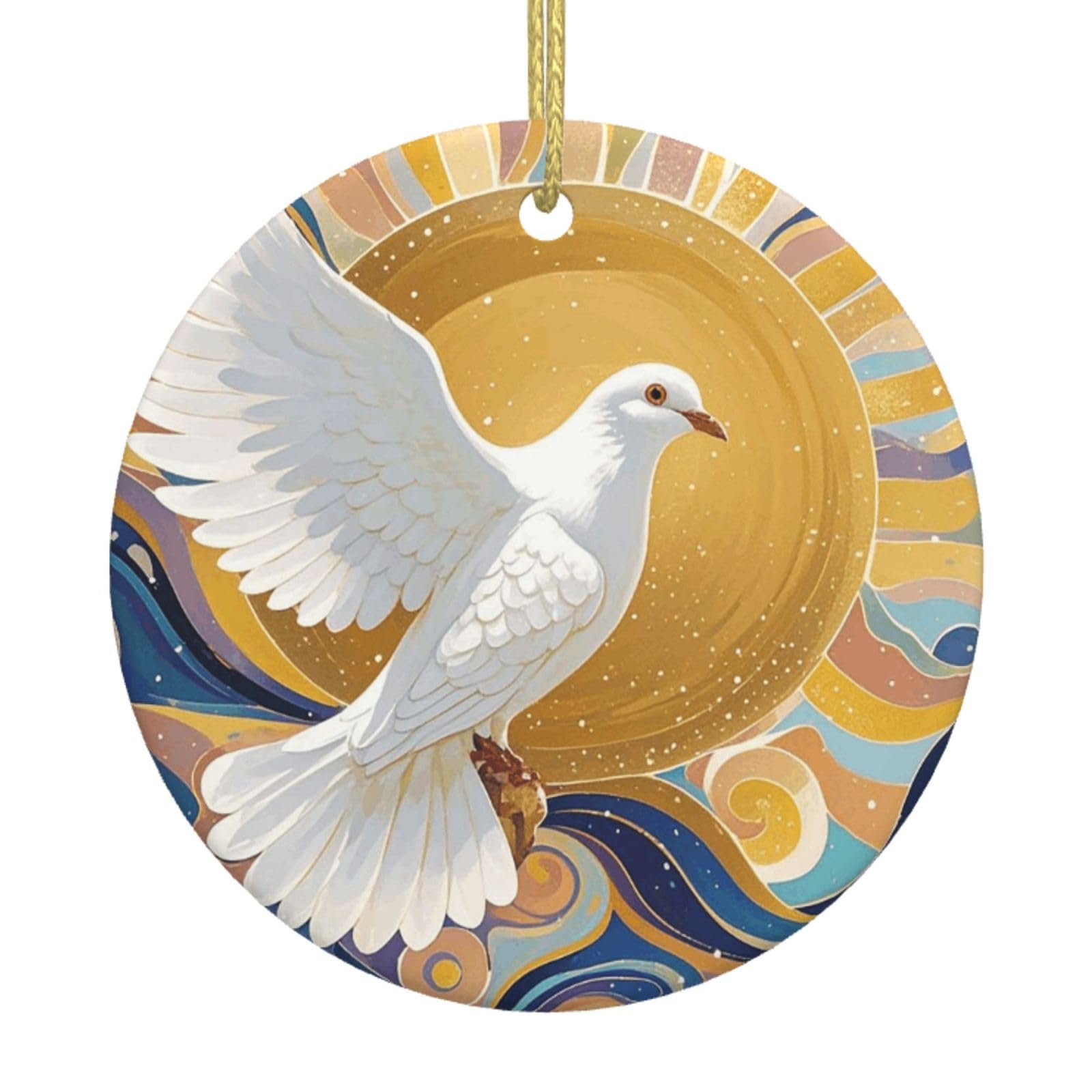 Christmas Ornaments Round Hanging Dove Sun Art Ceramic Ornament Christmas Tree Decorations Ornament for Halloween Porcelain