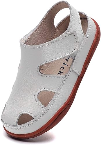 DADAWEN - Sandalias de pescador con correa de cuero para niña y niño (bebé, niño pequeño, niño grande)