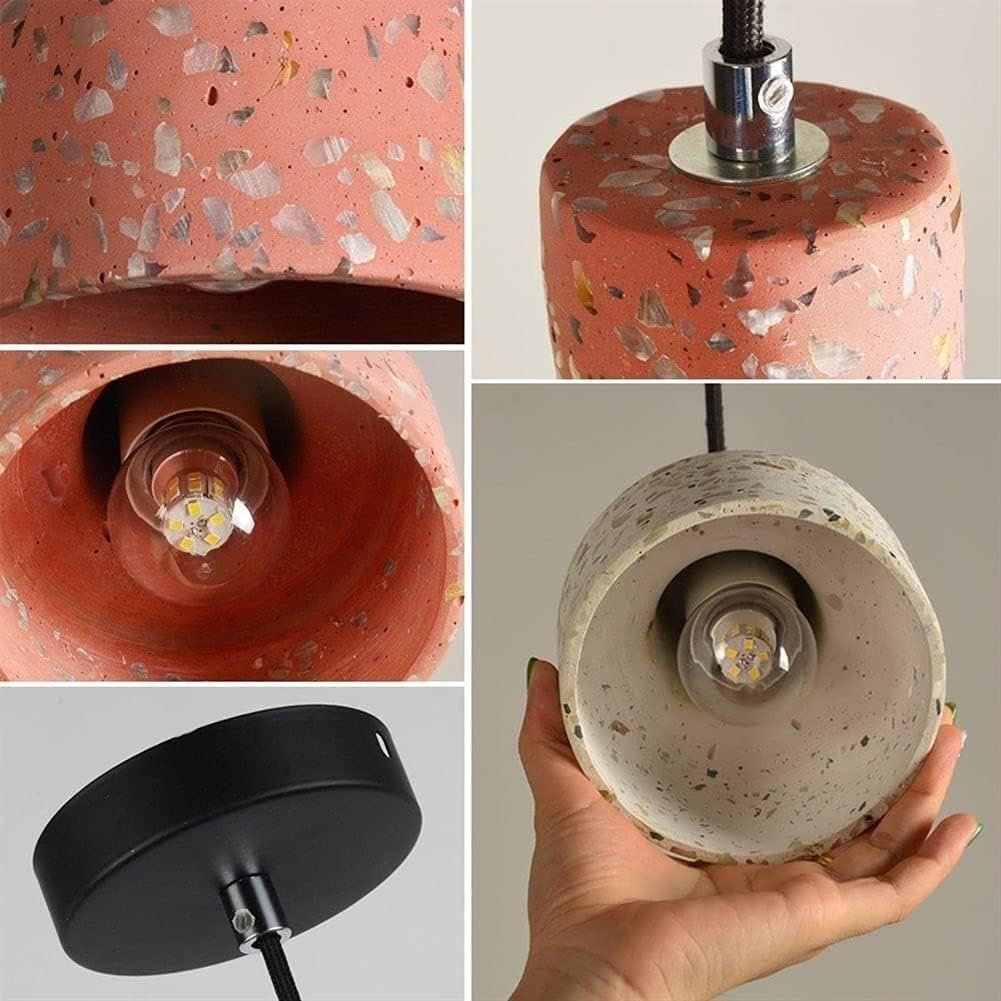 Iluminación para decoración del hogar. Lámpara Colgante pequeña de Cemento con Pantalla de terrazo Creativa, Elegante, para Restaurante, con Casquillo E27, de Estilo Industrial, pa