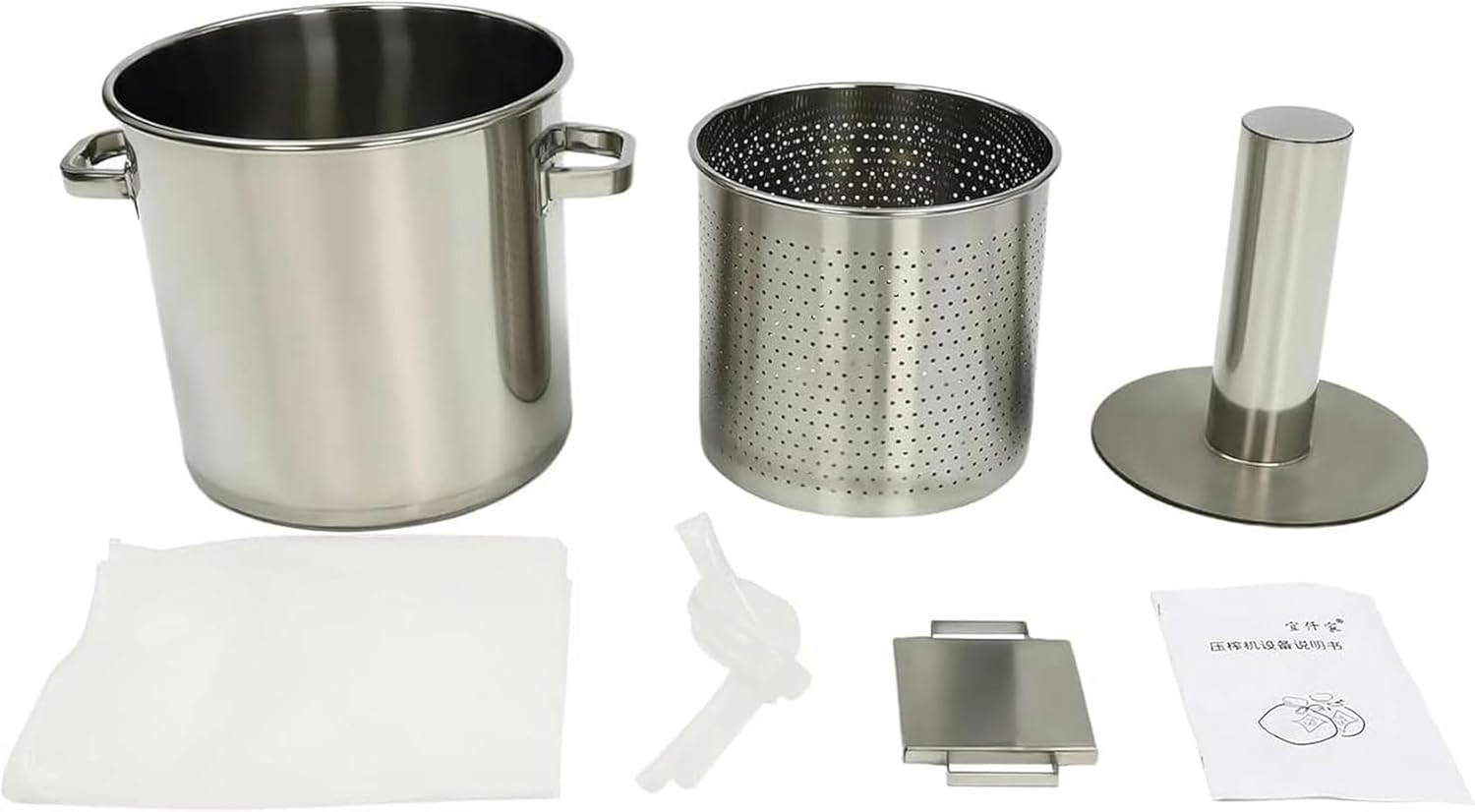 22L/5.8gal Fruit Wine Press Stainless Steel Wine Juice Press Grinder Nature Juice Making with Hydraulic Jack and Press Frame About 220-330lbs/h for Kitchen Home Outdoor~/