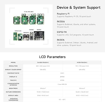 KLAYERS 3.4inch DSI Round Capacitive Touch Display,Comaptible with Raspberry Pi