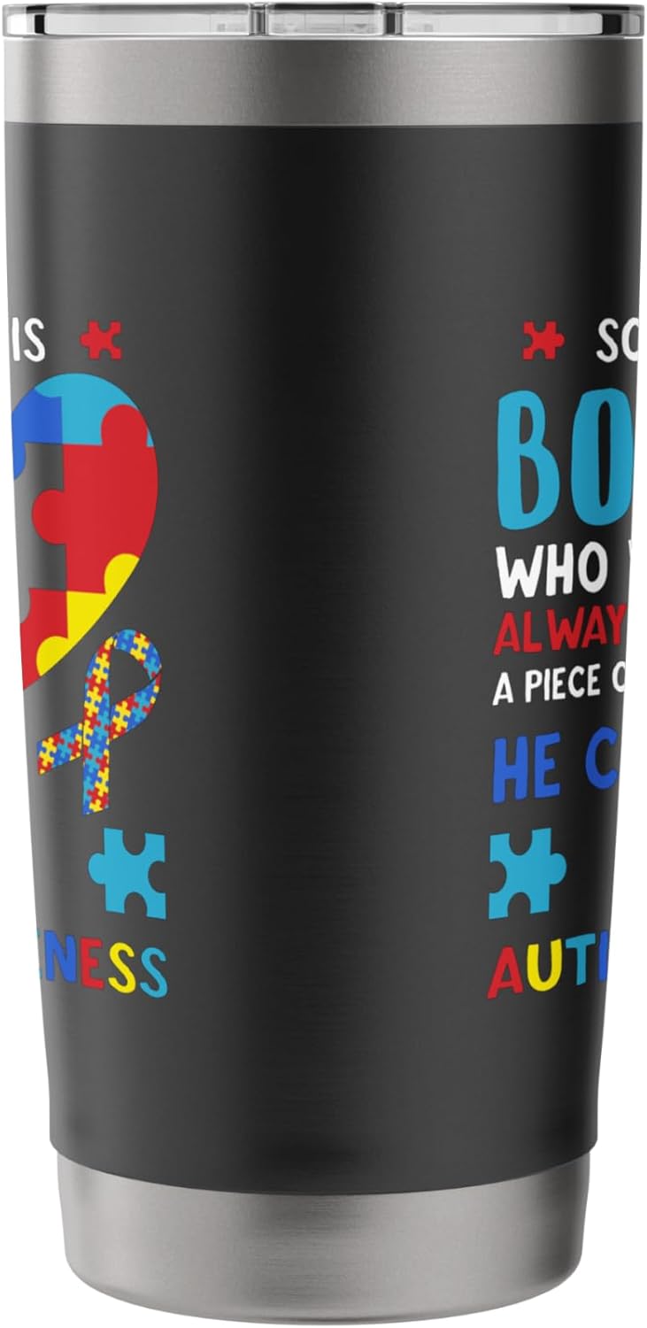 There's This Boy He Calls Me Dad Father Autism Awareness Stainless Steel Insulated Tumbler - Image 2