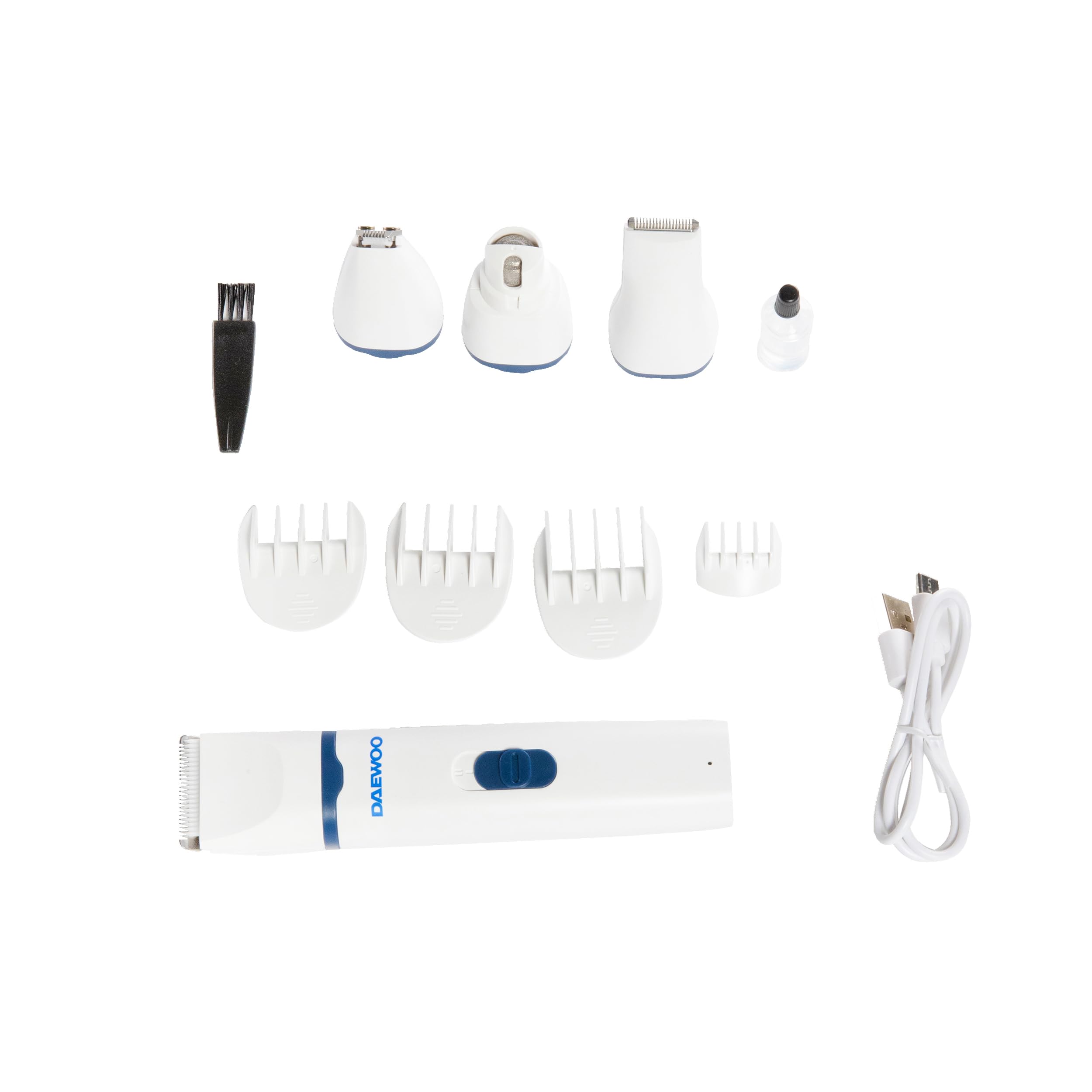 Daewoo - Tosatrice per Cani e Gatti 4 in 1, Kit Toelettatura con Rasoio per Cani e Lima per Unghie, Silenzioso, Testine Intercambiabili Lavabili, Lama in Acciaio Inossidabile, Batteria Ricaricabile