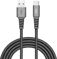 Cabo USB-C I2GO 2m 2,4A Nylon Trançado Chumbo - I2GO PRO