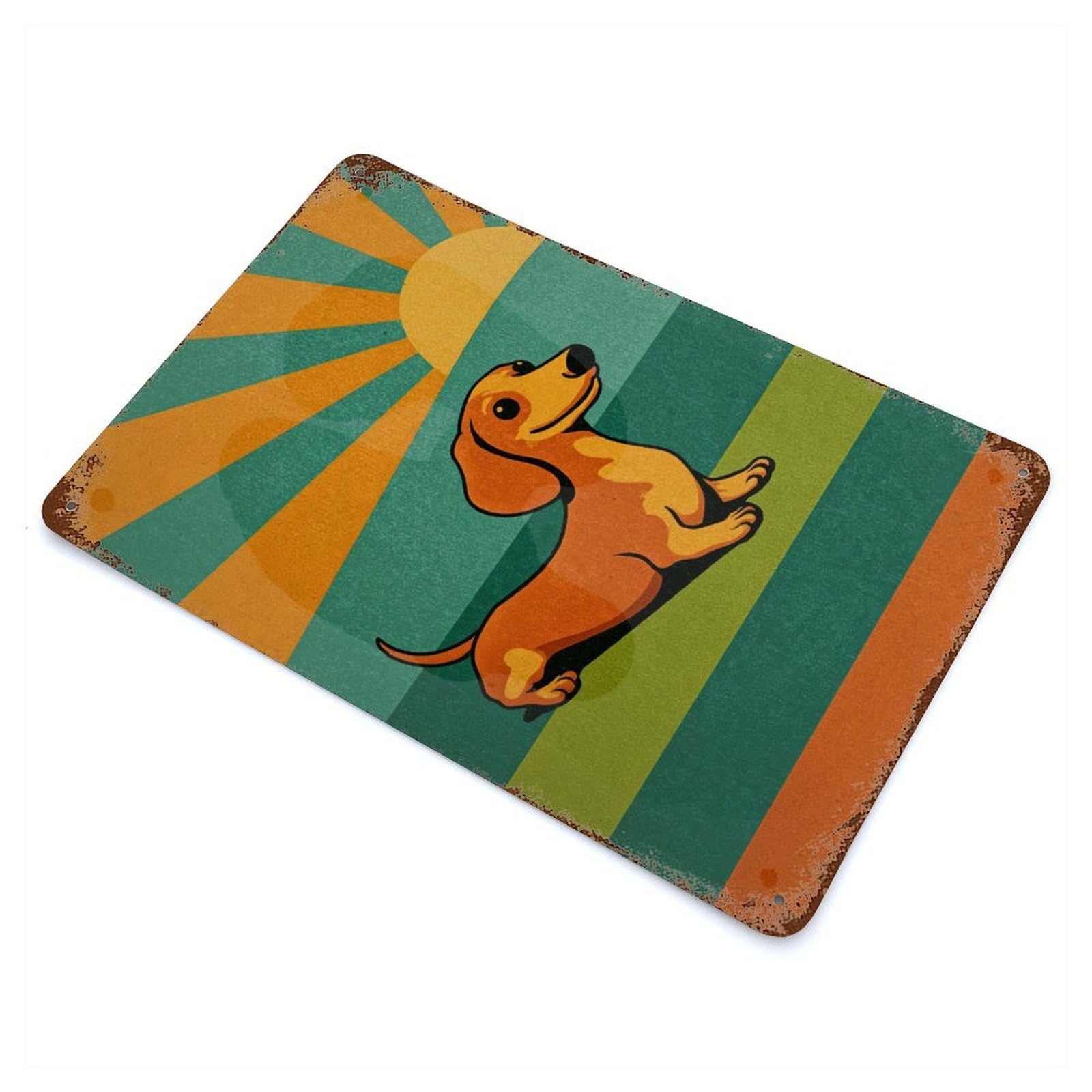 Dachshund Retro Art 11.8"x7.9" Rustic Tin Plaque, Farmhouse Wall Decor for Basement, Hobby Room And Garage Decor