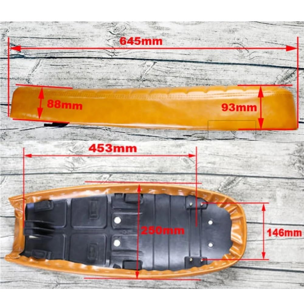 Anteriore Driver Sedile Sella per moto vintage Cuscino per | Sella per moto Sella vintage Cuscino per sedile piatto Accessori per moto in similpelle PU 610 mm