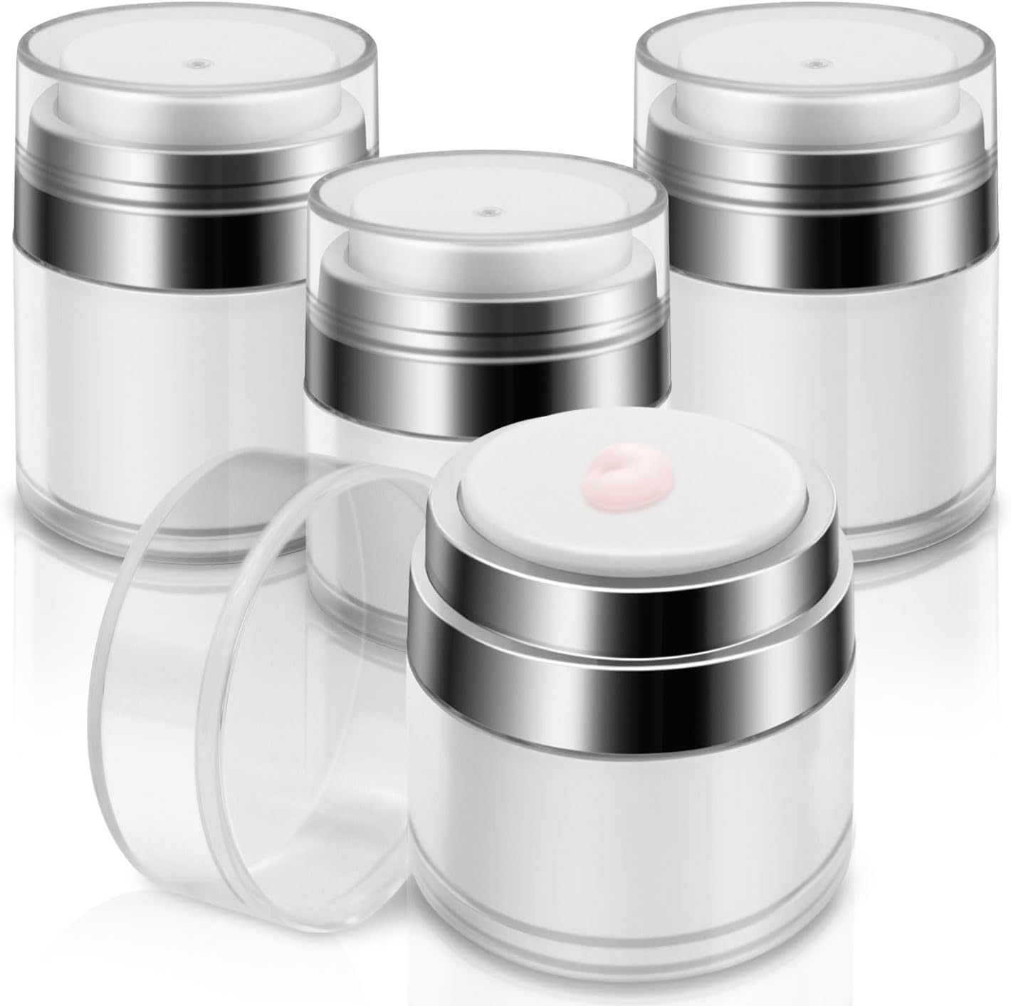 4 Pcs Airless Pump Jar, Refillable Cream Jar Vacuum Bottle
