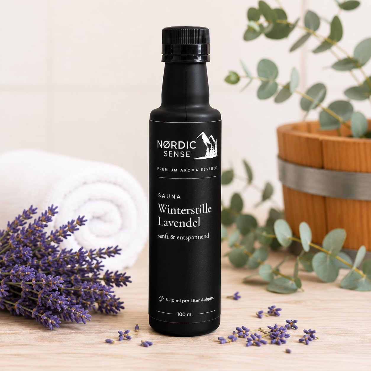 Saunaaufguss Geschenkset von Nordic Sense® Saunaaufguss Set Bio 4x100ml Sauna Aufguss + Mentholkristalle + Saunaei