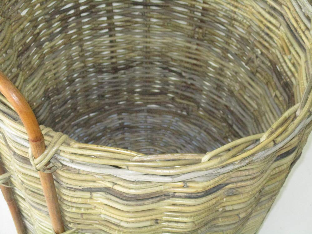 Cesto Vimini Porta CM 35X38 H con Manici 45 Legna in ROBUSTISSIMO GIUNCO con Manici di Canna Diametro Cesto per Camino E Pellet