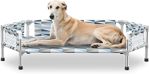 Miniatura 8 de Cama ortopédica para perros - Camas con refuerzo, camas elevadas refrescantes para perros con marco de metal, cama elevada para perros, fácil de