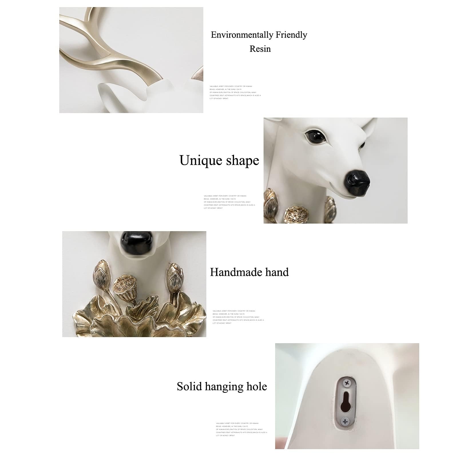 Testa di cervo finta tassidermia, decorazione da parete, scultura artificiale a forma di testa di cervo con corna, testa di animale in resina per appendere la casa