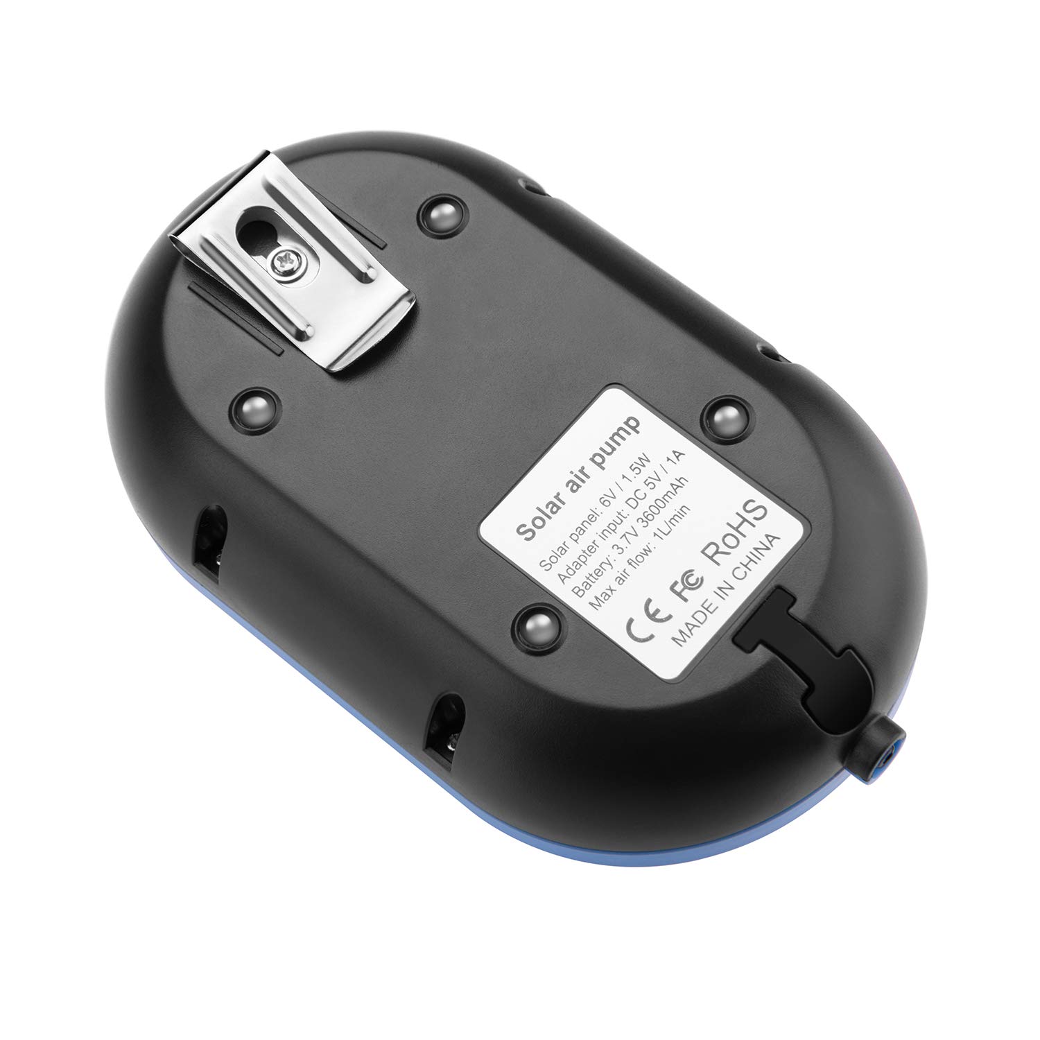 Decdeal Aérateur Solaire de Bassin 1,5W, 6V 0,5 L/Min - 0,9 L/Min, Pompe à Oxygène Solaire Enfichable 3600 mAh, Aérateur d'Aquarium, Silencieuse, avec Tuyau Pierre à Air, pour Etangs/Jardin