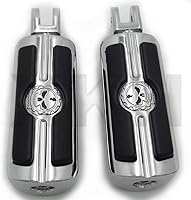 Vista 2 de SMT- Estriberas cromadas de calavera compatibles con Harley 2018 y posteriores FXBB FXBR FXBRS FXLR 2019 Street Bob [B07P5H6Z2M]