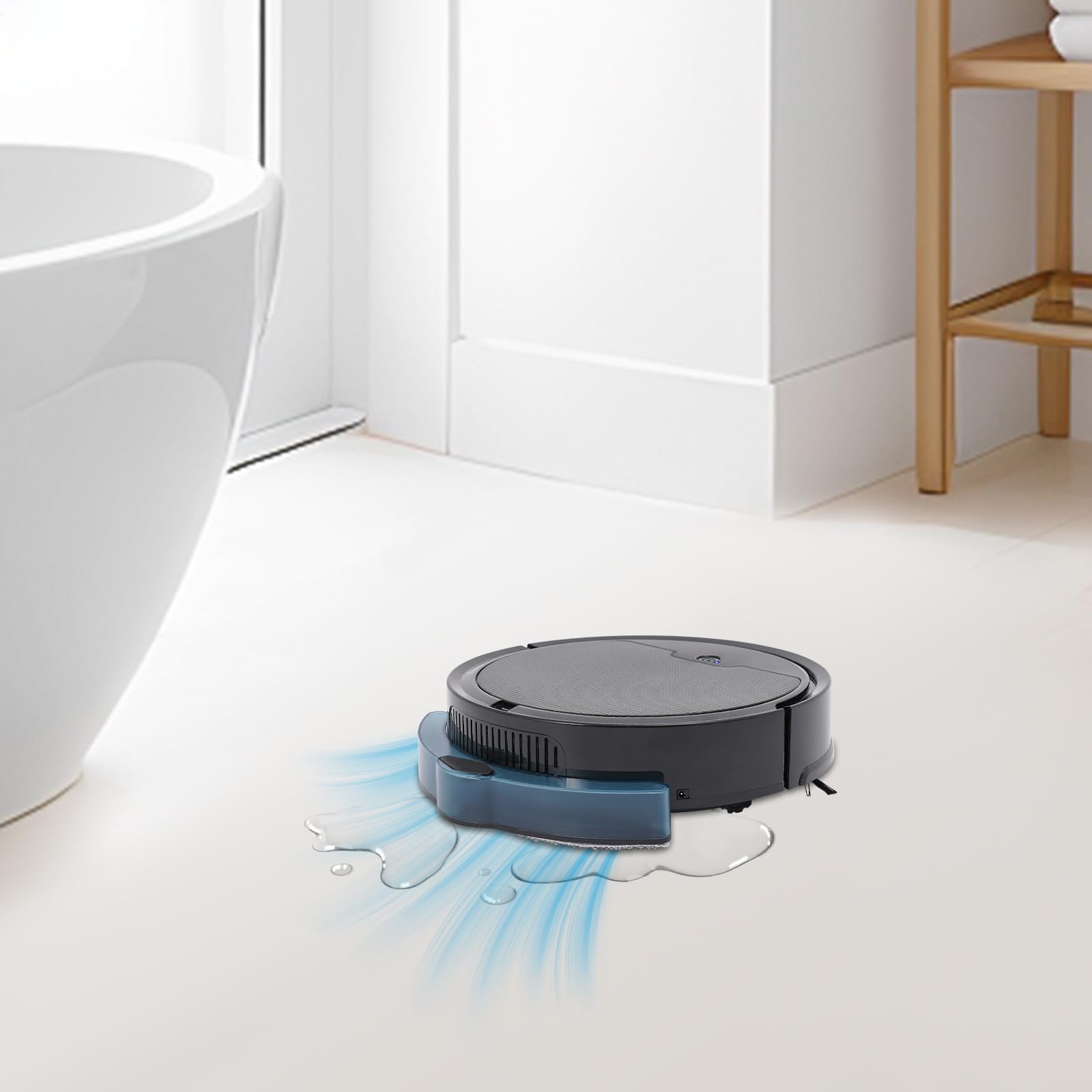 Robot odkurzający, robot odkurzający 3 w 1, odkurzanie i odkurzanie, robot odkurzający o sile ssącej 1100 Pa, czas pracy 80 minut, sterowanie przyciskiem / aplikacją, do gospodarstw domowych i biur