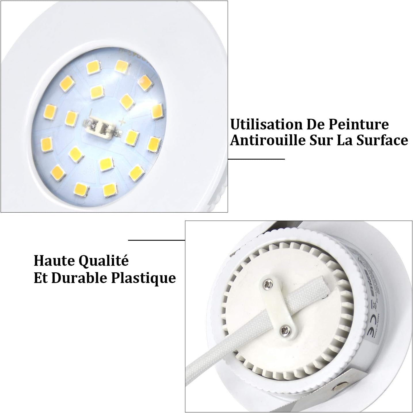 HiBay Spot LED Encastrable Extra plat 5W,4x Spot Salle de Bain IP44,Blanc Chaud 3000K,Trou 60-68mm,Éclairage encastré 220V 500lm Pour Cuisine Salon