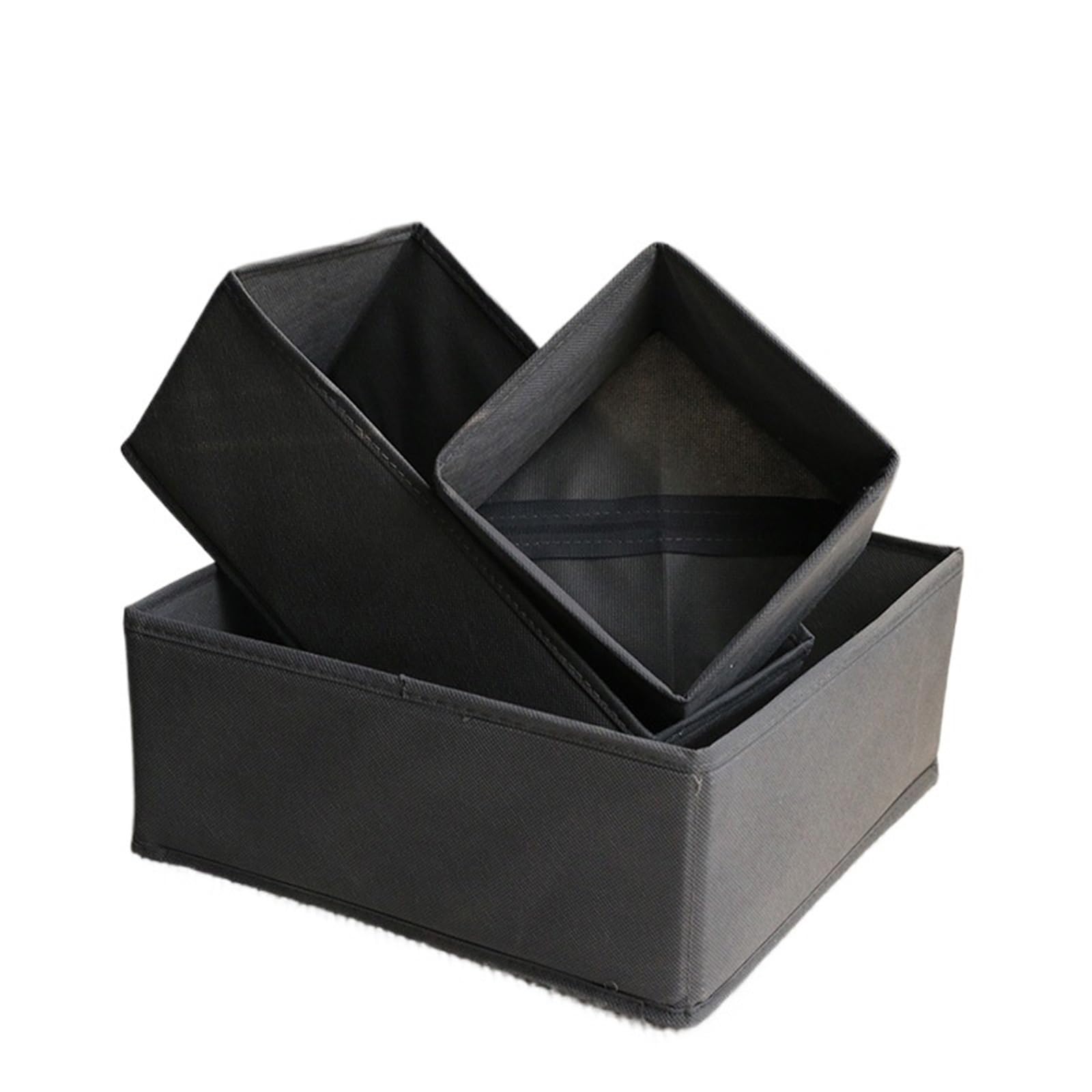 ZHSOAO 3 Pcs Underwear Bra Socks Cabinet Drawer Organizer T-Shirt Storage Basket Wardrobe Organizers Clothes Box for Bras, Socks, Underwear(Dark grey)