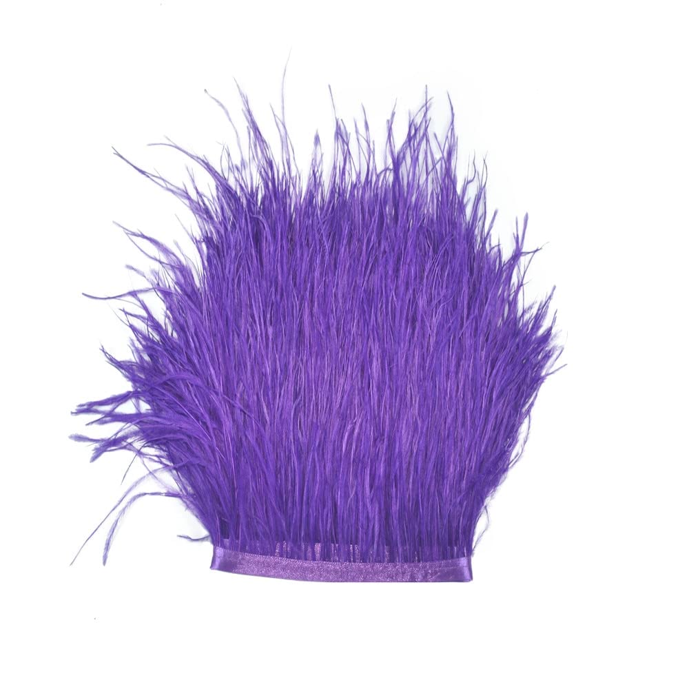 Plumes d'autruche au mètre violettes pour couture DIY et bordure de robe