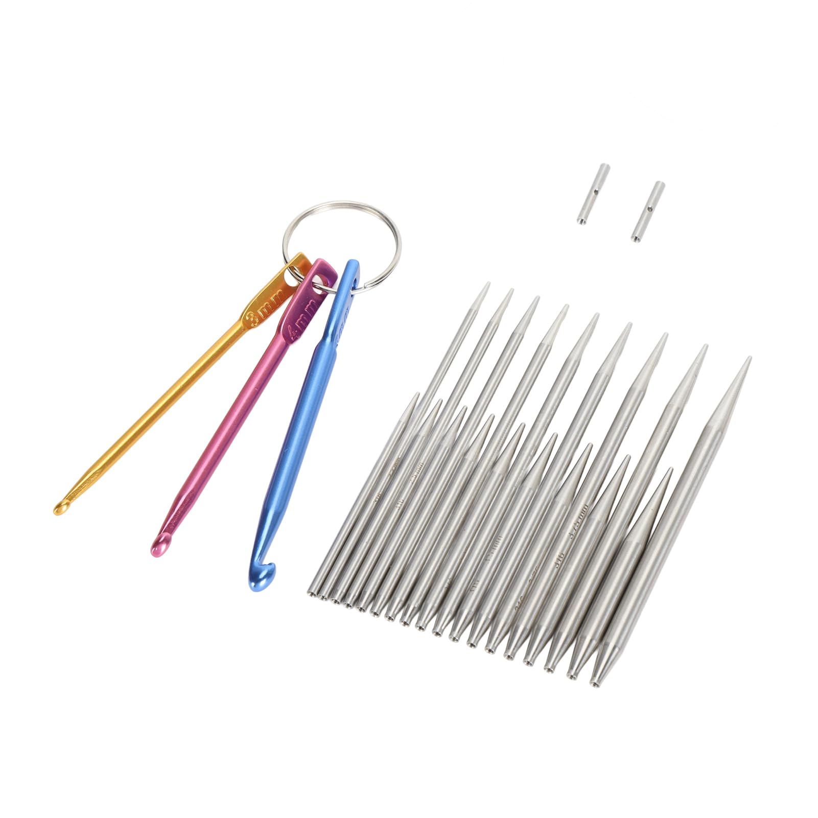 Generic Juego de Agujas de Tejer Circulares de Acero Inoxidable Perfecto para Principiantes Herramientas Intercambiables 18 Piezas para Uso Doméstico