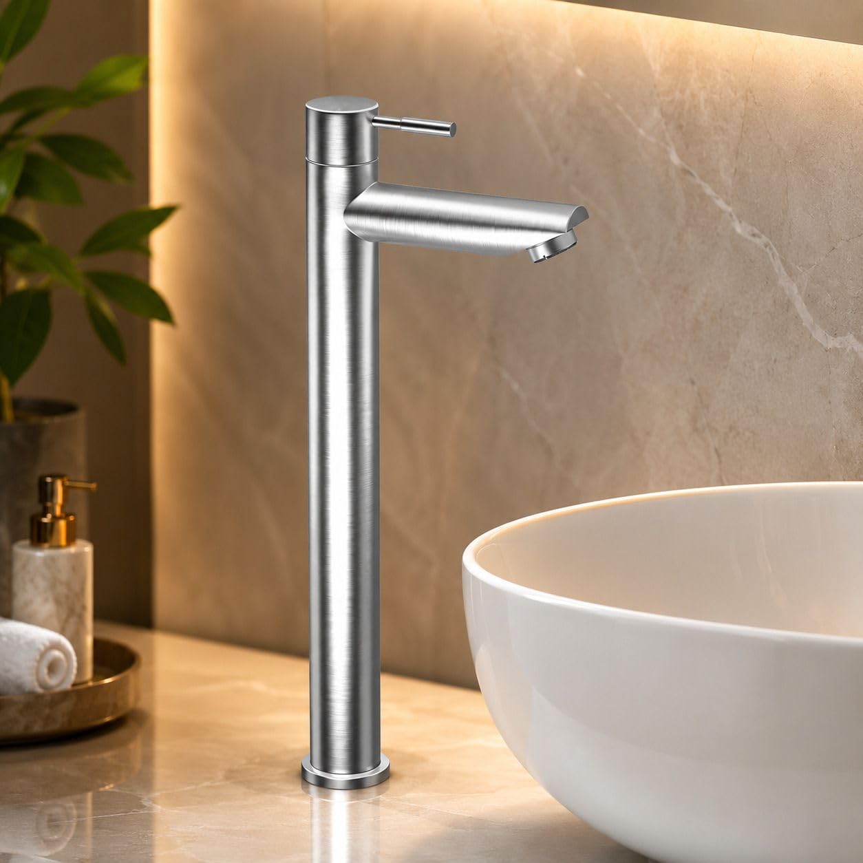RM Powertech Brushed Silver- SS-304 Tall Body Pillar Cock 12 Inch Tap for Wash Basin-(Pack of 1) Pillar Tap Faucet-image-17