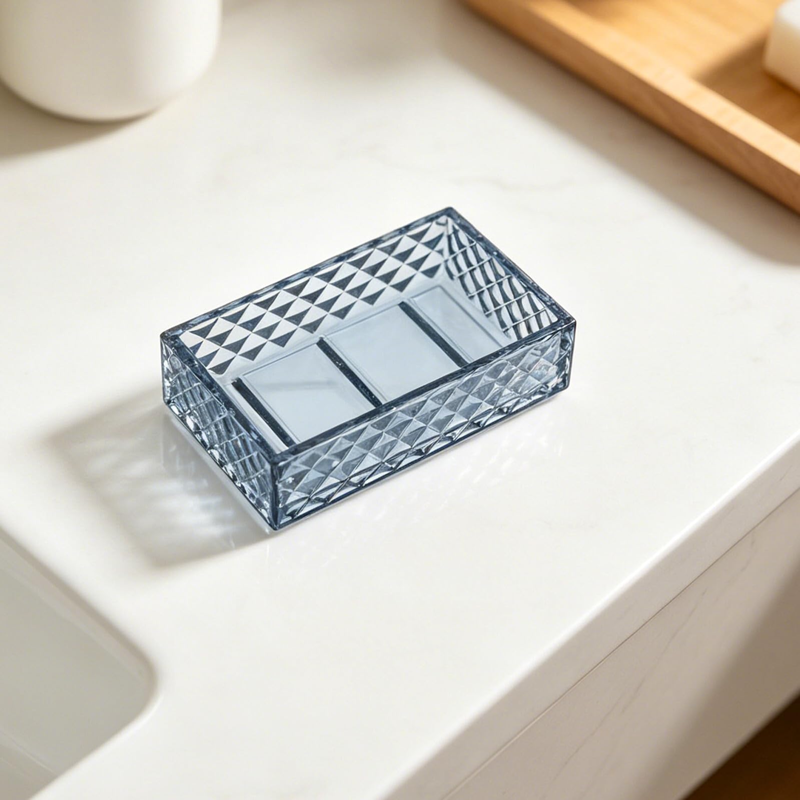 Gatuida Set Accessori da Bagno in Ps con Portasapone e Portaspazzolino, Tazza per Collutorio e Organizer, Stile Bohémien, Moderno e Classico per Decorazione Bagno