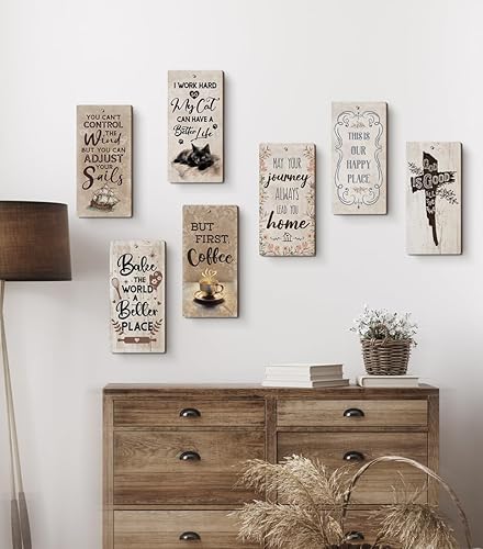 Miniatura 5 de YZEXEZY Letrero de horneado con texto en inglés "Bake the World a Better Place", 12 x 6 pulgadas, decoración de pared retro para panadería y café