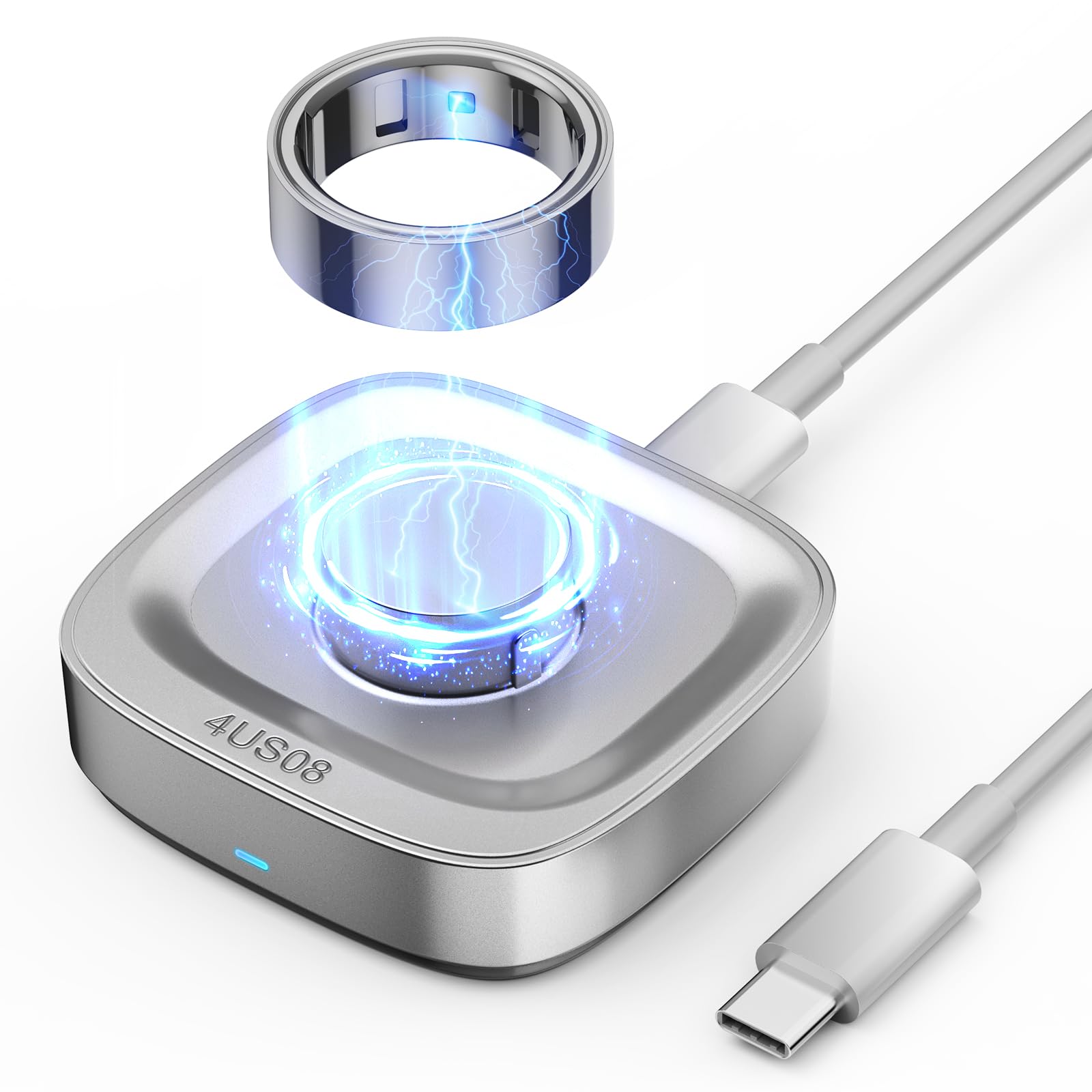 Compatible with Oura Ring Gen 4 Charger - Size 8 - Portable Replacement Fast Charging Dock with USB-C Cable for Smart Ring