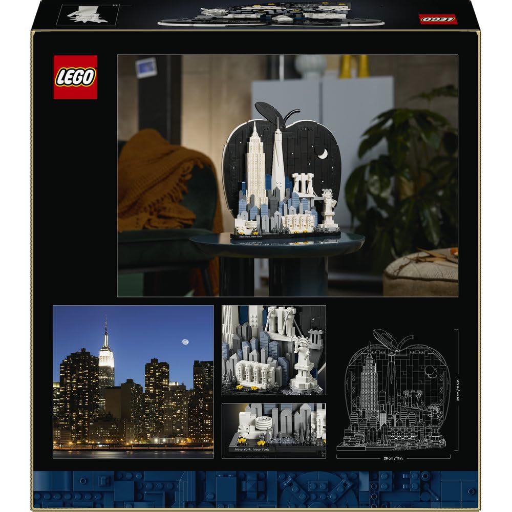 LEGO Architecture Nowy Jork — Wielkie Jabłko 21066 | Model architektoniczny, dekoracja do domu, pomysł na prezent dla podróżnika, zestaw klocków konstrukcyjnych, 1465 elementów