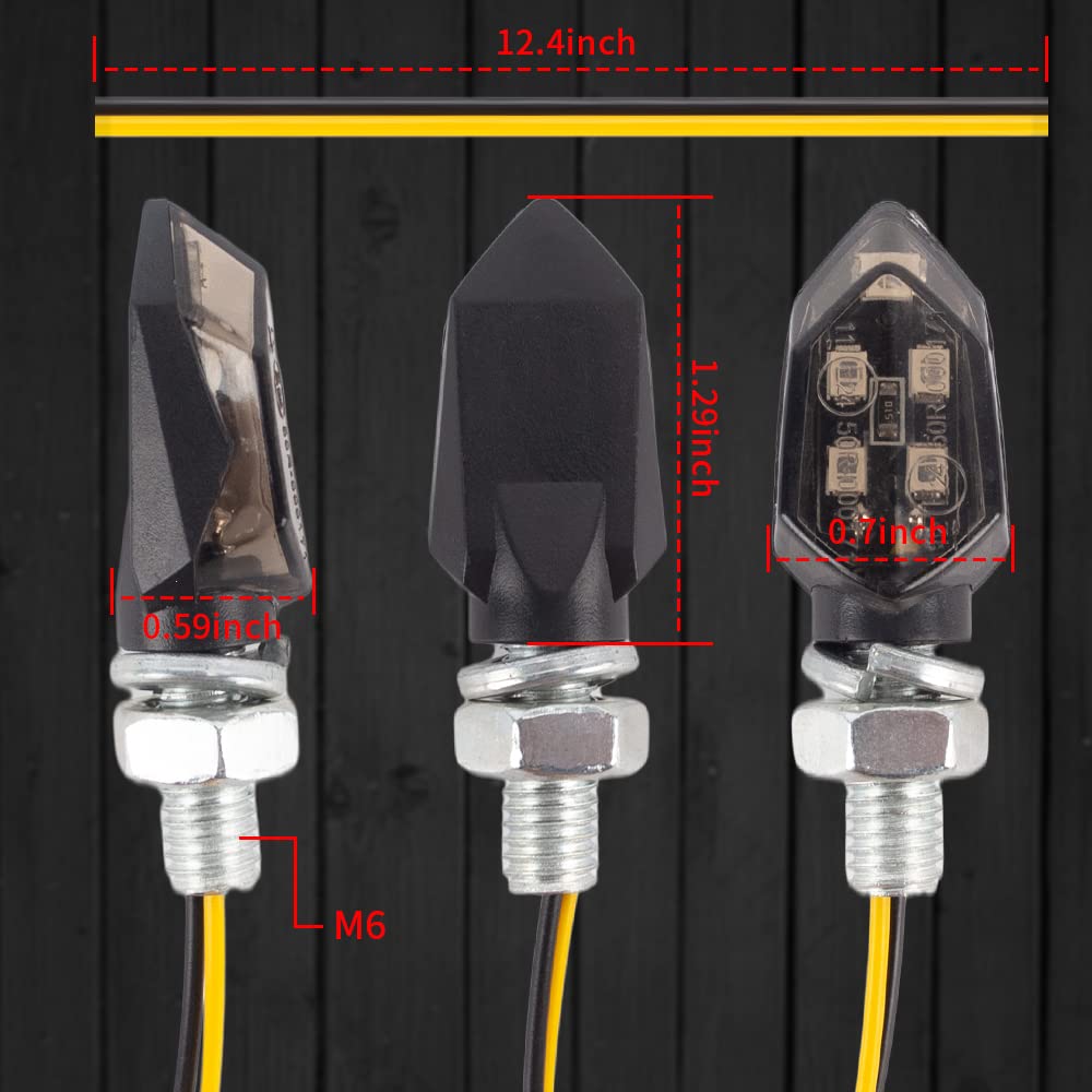 4PCS Intermitentes Moto Homologados ECE R50, Mini Indicadores Universal para Motocicletas de 12V, Luces de Señal de Giro Ámbar, Impermeables IP65, Compatible con Rosca M8