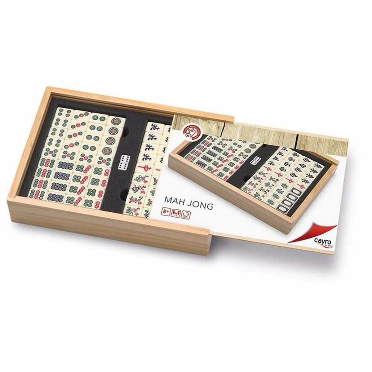 Cayro - Mah Jong - + 8 Anni - Modello In Legno - Gioco Da Tavolo Per Bambini E Adulti - Scatola Con Coperchio Scorrevole Per Riporre Le Fiches - Da 2 A 8 Giocatori