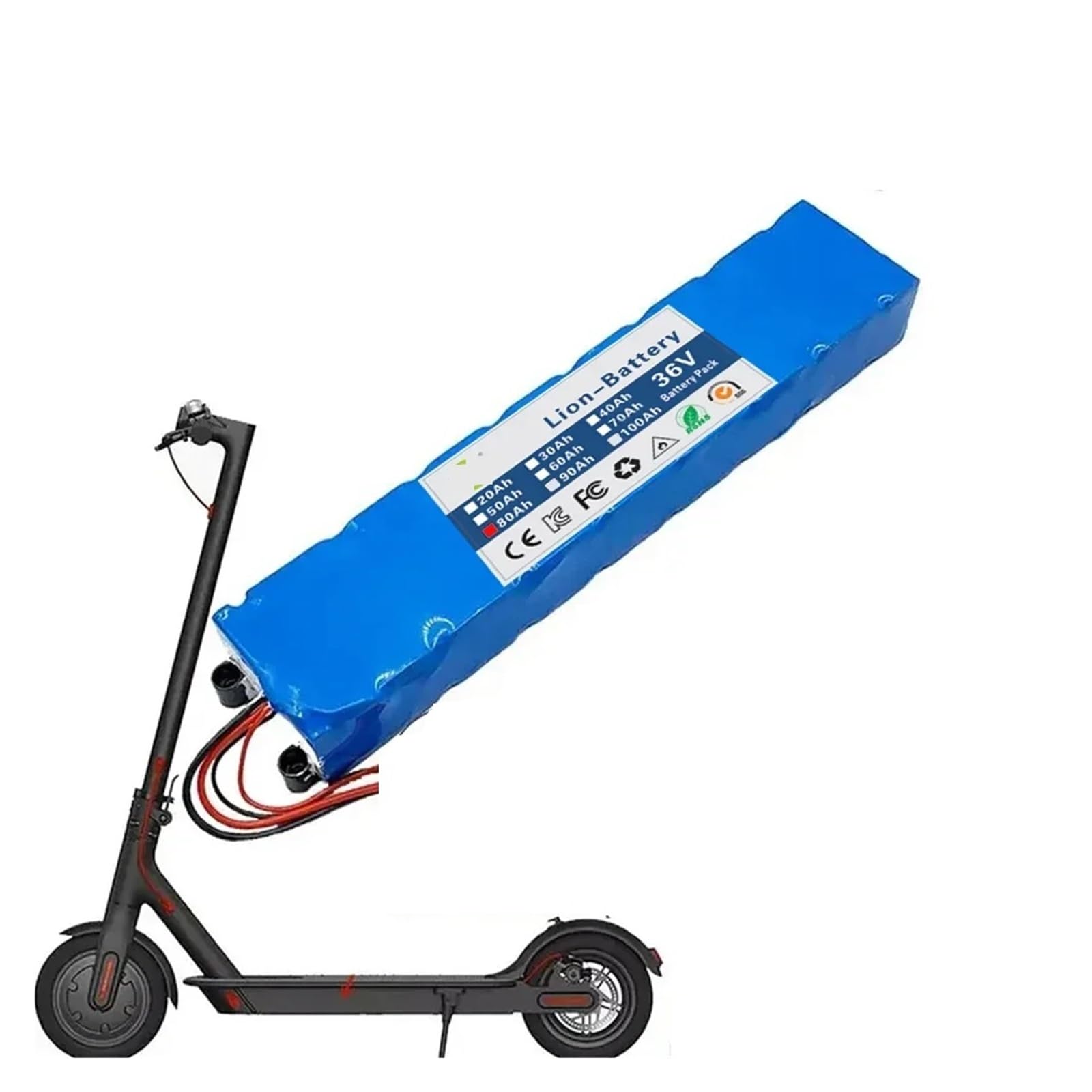 IOLKHFK Batería de Scooter de 80000 mAh/90000 mAh, Compatible con la Placa de alimentación BMS del Scooter eléctrico Xiaomi Mijia M365, M365pro, M356 y M356 Pro.(36v 80000mAh)