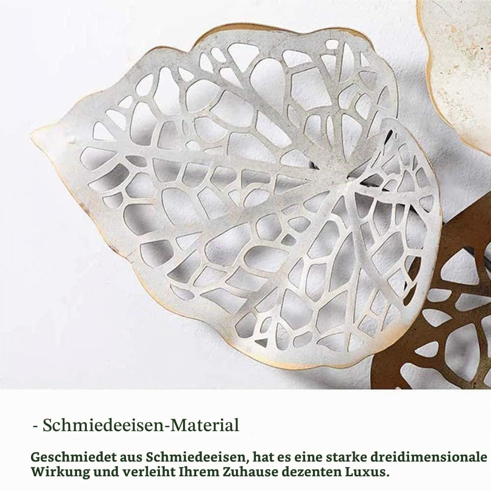fikujap 3D Metall Wanddekoration Skulptur, Blätter Form Hintergrund Wand Wohnzimmer Dekoration Modern Eiserne Kunst Deko Wandbehang für jedes Wohnzimmer Büro Schlafzimmer,A
