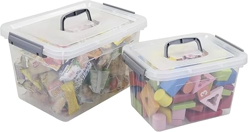 Miniatura 2 de Ggbin Caja de almacenamiento de 12 cuartos y 6 cuartos de galón con asa, 2 paquetes, transparente