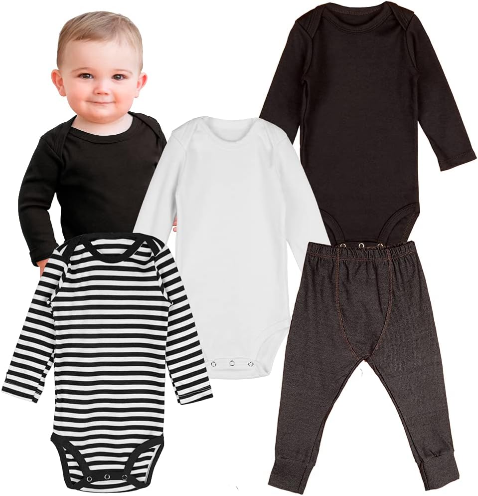 Conjunto Body e Calça Neutro Menino Menina Bebe 4 Peças Modelagem Carters 100% Algodão Prime
