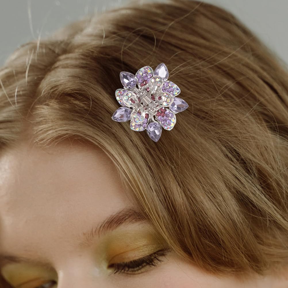 2pcs Small Hair Claw Clips Mini No-Slip Jaw Clips Rhinestone and Crystal Metal Jaw Claw Hair Clip Grip Crystals for Thick, Thin, Long or Short Hair - Image 6