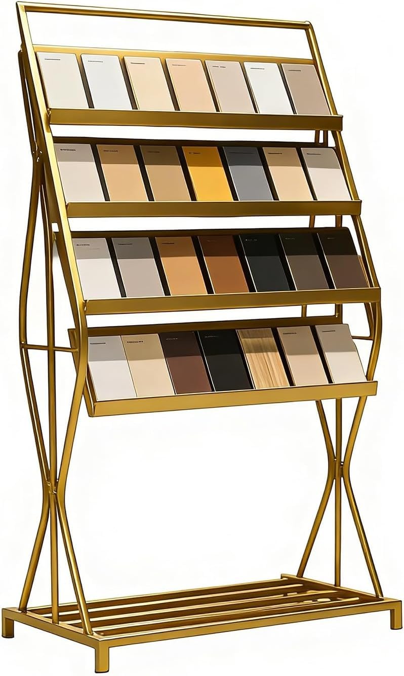 XAZLBIW Multi-Layer Freestanding Sample Holder Rack for Retail Stores & Supermarkets – Ideal Wooden Flooring Color Swatches (Gold) Versatile Storage Solution