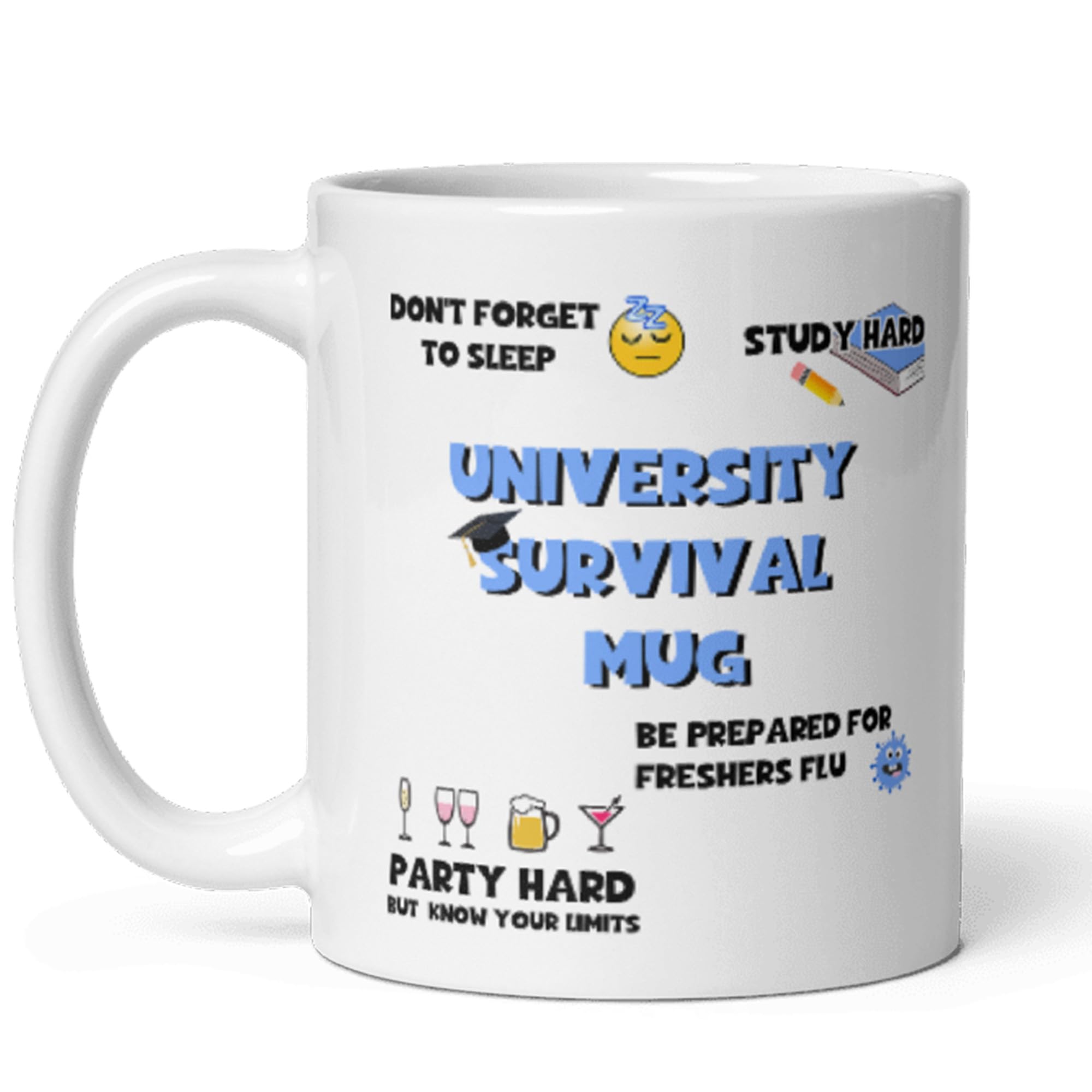 Confidently Quirky - University Survival Mug, Funny University Mug, Student Good Luck Gift, First Year At University, University Moving Out, Congratulations A Level Results Gift