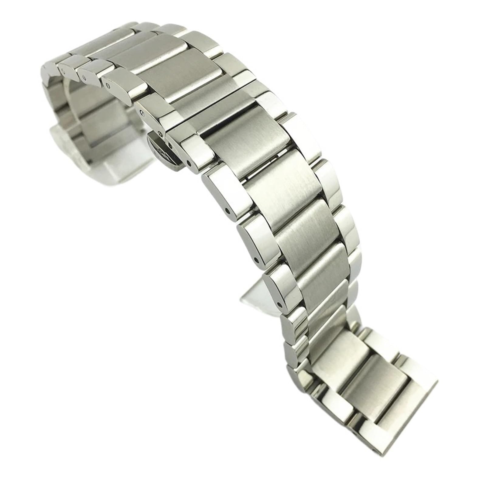 HuanJ Bracelet De Montre De Rechange En Acier Inoxydable Brillant Mat Bicolore Avec Boucle Papillon 16 18 20 21 22 23 24 26 Mm