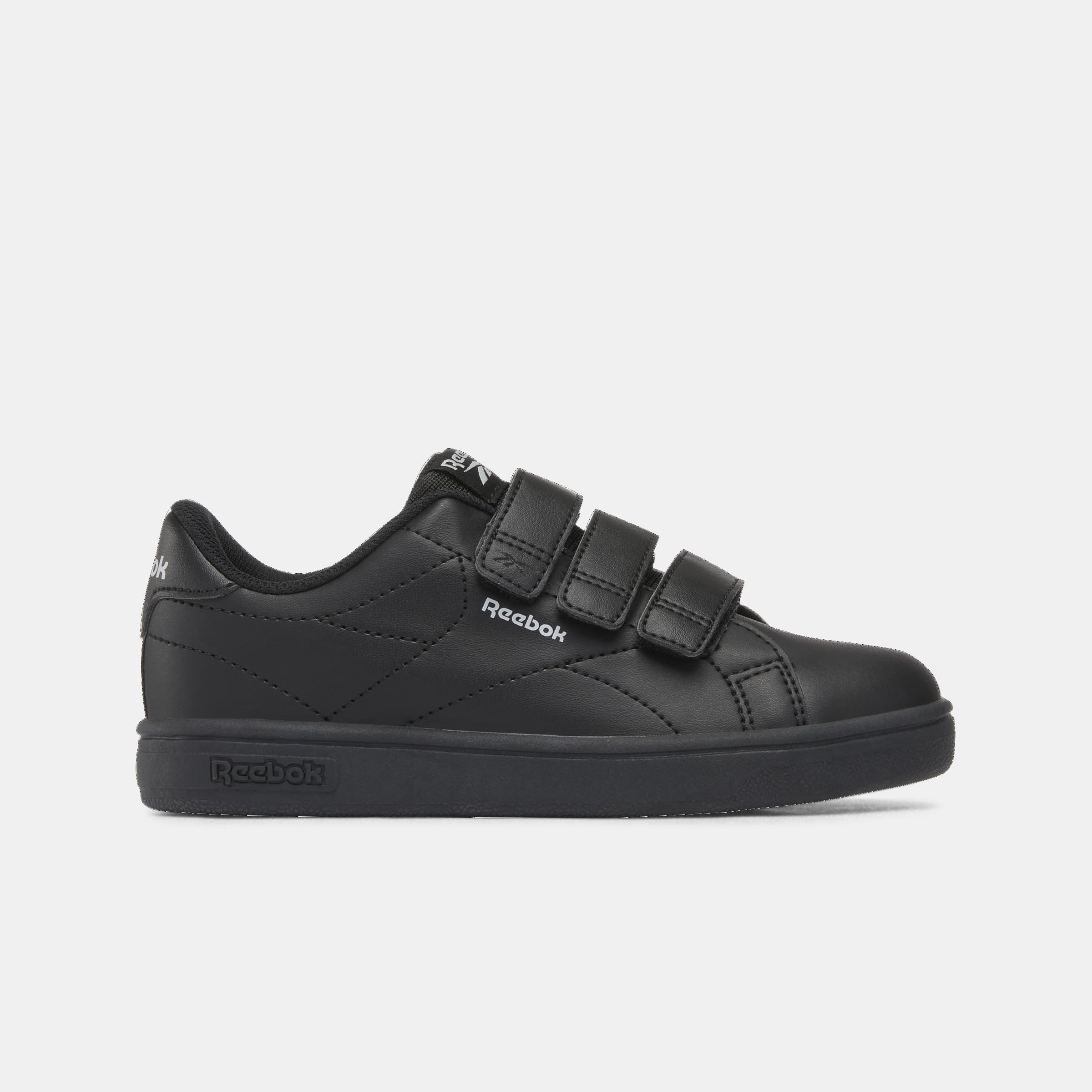 Reebok Court Clean Hook & Loop Straps Trainers, Black/Black/GREY1, 31.5 EU / 13.5 UK, Black Grey1, 13 UK Child