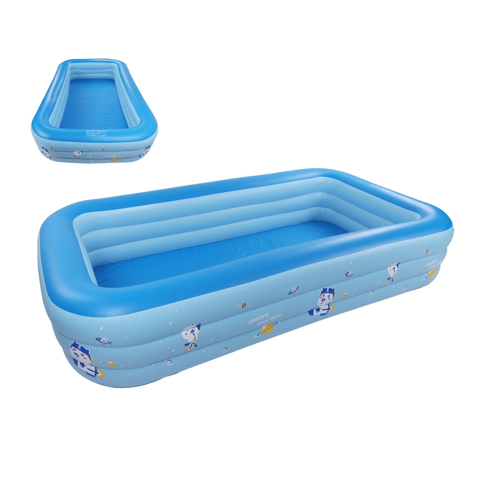 Piscina Inflable PVC Piscina Inflable Engrosada Portátil Piscina Salón Al Aire Libre para Niños Adultos Azul Blanco, 300x175x55cm 118.11x68.90x21.65in, Aprox.7850 g