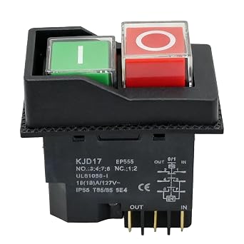 6Pins Table Saw Push Button Switch Compatible with Craftsman/Hitachi Metabo HPT/Ryobi 10-inch Table Saw, Replace CMXETAX69434502 C10RJ C10RJSM R4514T RTS08 RTS12 RTS23, 18A 127V
