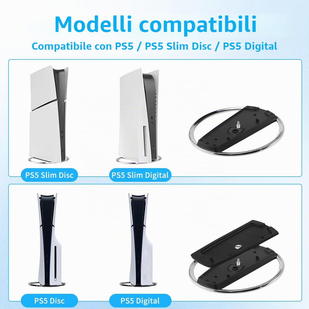 Supporto Verticale per console PS5 Slim e Play 5, PS5 Slim/PS5 per Playstation 5 dischi e digitale, base di ricambio compatibile con PS5 Slim Disc e digitale Console da gaming