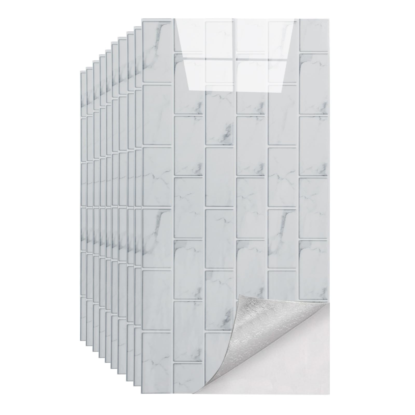 LMYSXAOZ 30PCS Tile Sticker, White Brick Self Adhesive Stick on Tiles Transfer Sticker for Bathroom Kitchen, Splashback, Peel and Wall