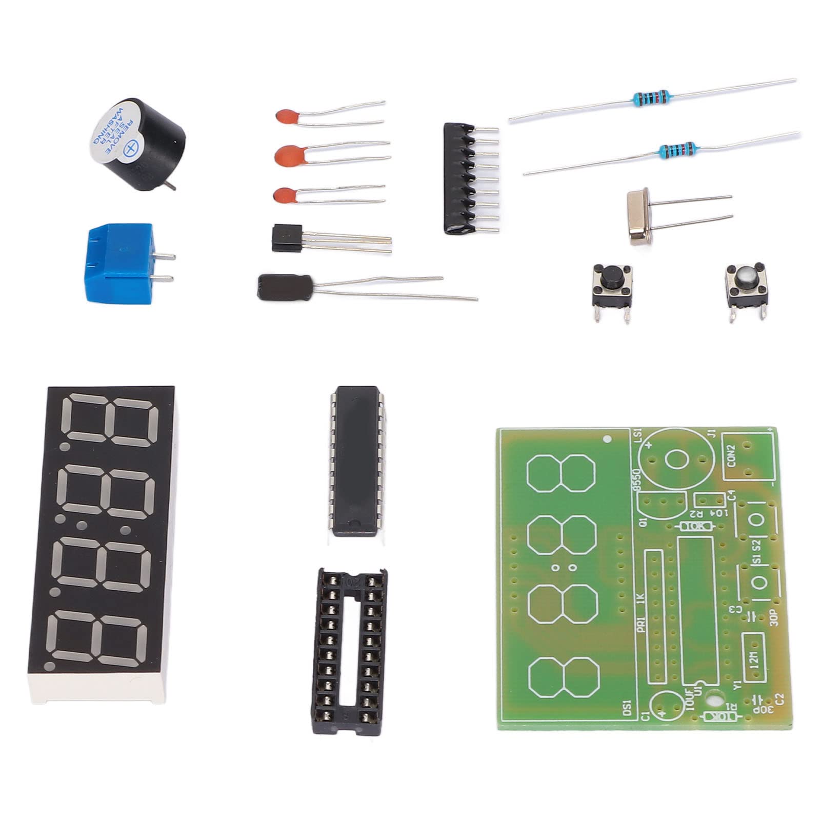 Kit d'Horloge Numérique DIY 4 Chiffres, Double Alarme, Circuit 52 x 42 mm, Alimentation 3-6V, Projet de Soudure Électronique