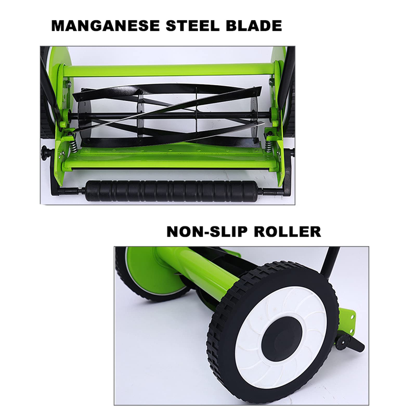 TIM-LI Cortacésped De Carrete Manual De 12 Pulgadas - Cortacésped De Empuje para El Hogar con Bolsa Recolectora Trasera, Ahorro De Espacio, Ancho De Corte 30 Cm