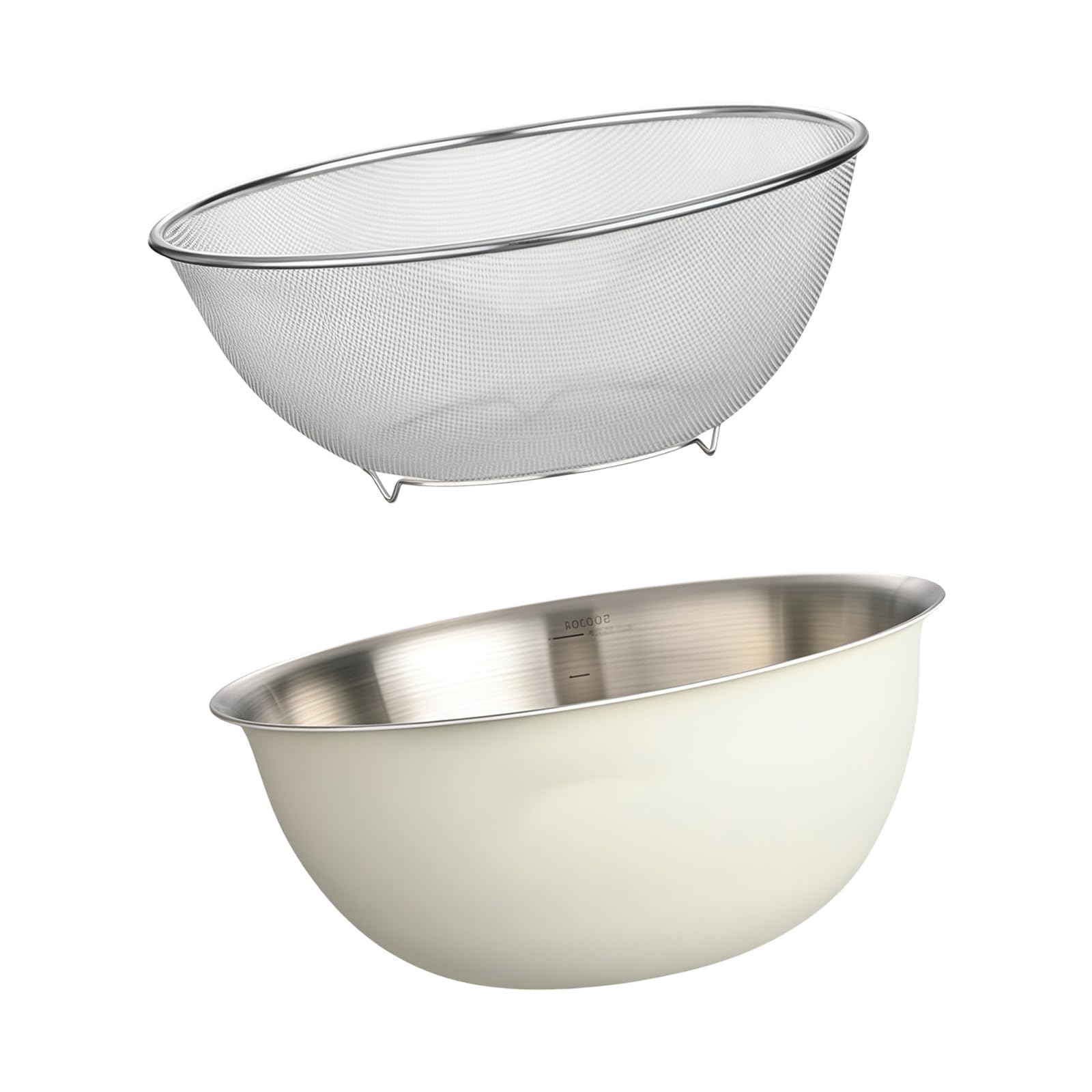 SXRQ Kitchen Mixing Bowl Set with Strainer Perfect for Knead Dough and Washing Fruits Stainless Steel Colander Rustless Mixing Bowl with Colander