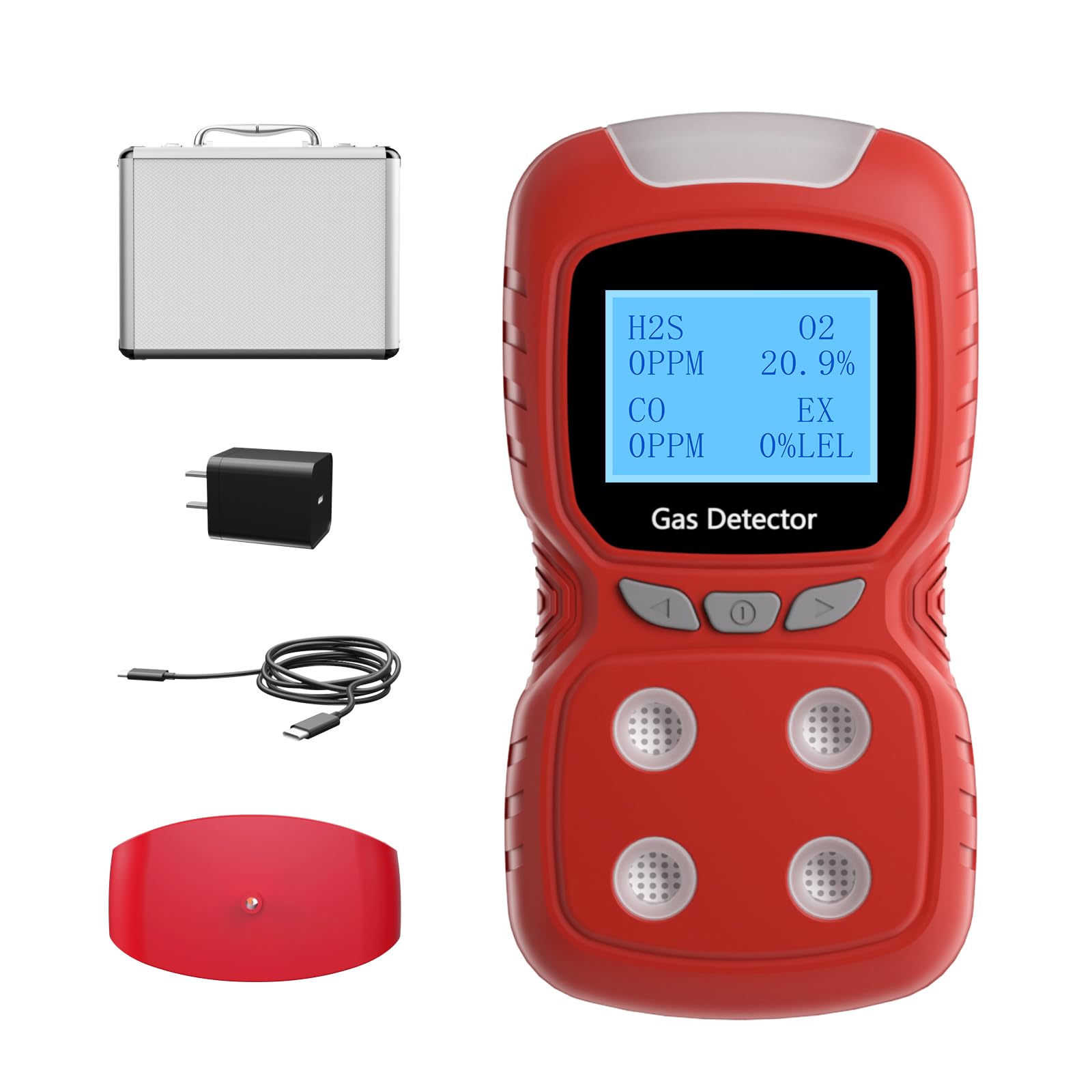 4 Gas Monitor,4 Gas Detector for H2S,CO,LEL and O2, Multi Gas Detector ...