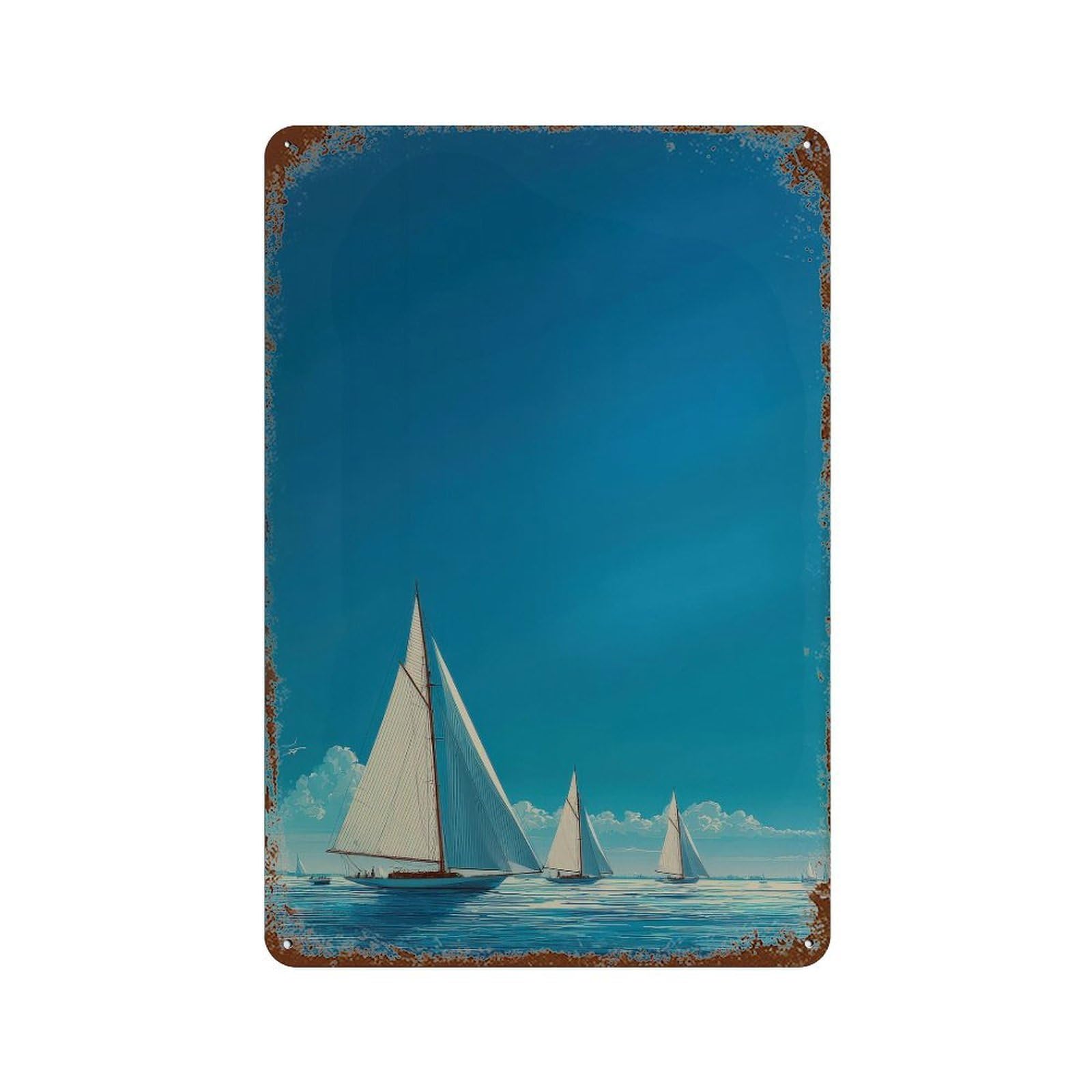 xiaoxiaoshen Sailboat. Nautical Coastal Wall Decor Art Metal Tin Poster Modern Home Decor Art Home Bar Shop Decorations Vintage Sign 30x20cm